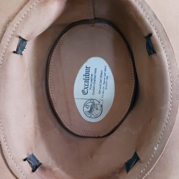 Handmade GENUINE LEATHER EXCALIBUR Hat.  Rare breed - Picture 3 of 6